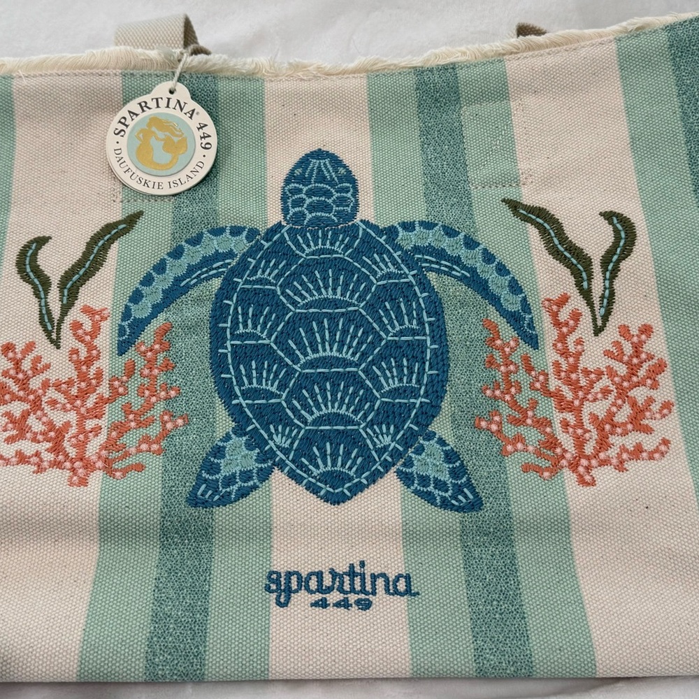 Spartina 449 Daufuskie Island Sea Turtle Beach Tote, Canvas Bag